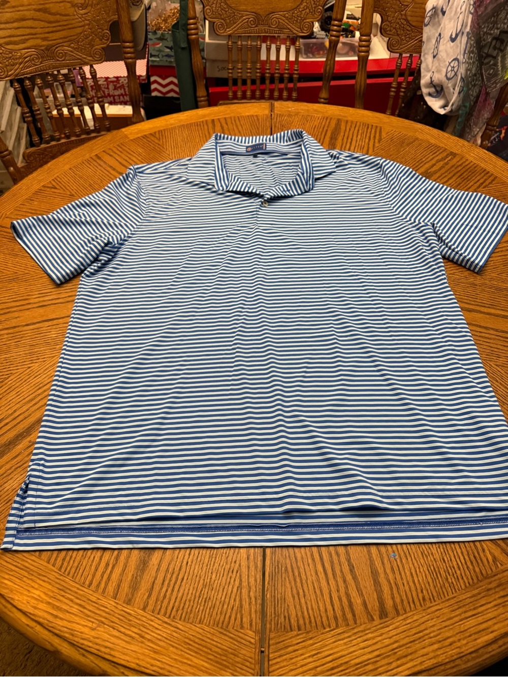 Stitch Men's Blue & White Striped Polo Shirt